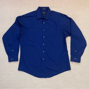 Arrow USA 1851 Fitted 17 34/35 Wrinkle-Free Poplin Blue Button Shirt